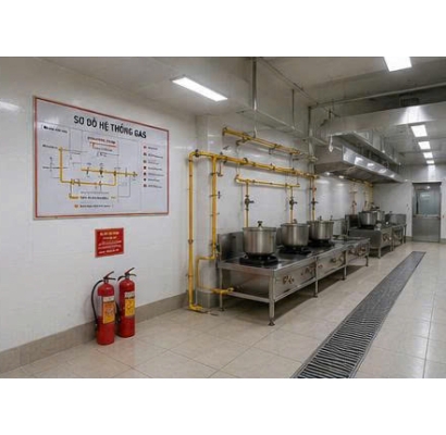 Lắp đặt hệ thống gas bếp ăn tập thể an toàn, vận hành ổn định