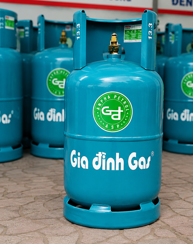 Gas gia đình xanh ngọc 12kg chính hãng, bình mới đẹp, có tem kiểm định, phù hợp cho bếp gas gia đình, căn hộ và phòng trọ.