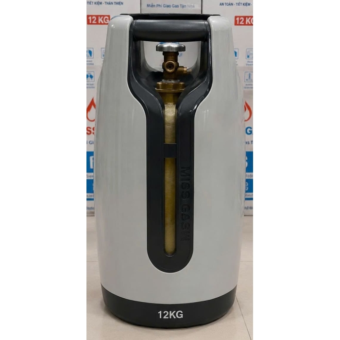 Bình Gas Miss Gas Nhựa Xám Composite 12kg Chống Cháy Nổ - Giao TPHCM 15p