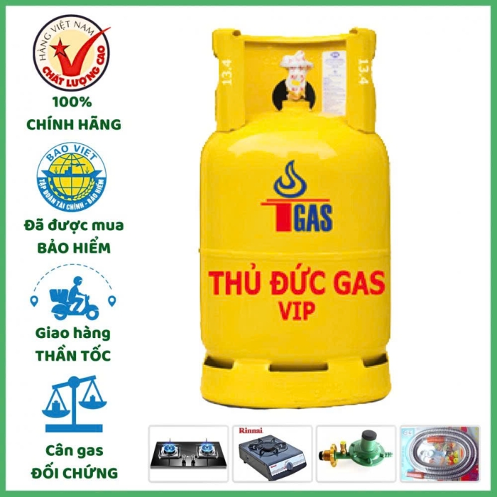 Bình Gas Thủ Đức Vàng 12kg Chính Hãng - Giao Gas Nhanh 15 Phút