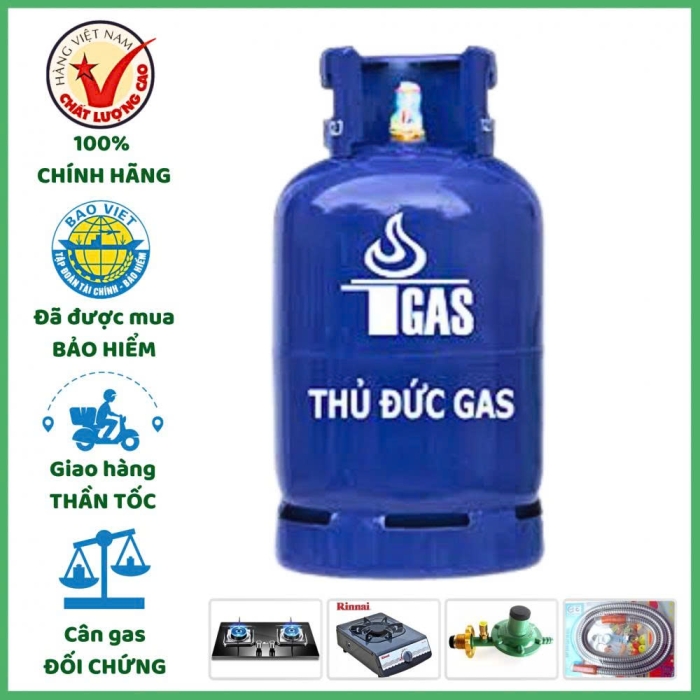 Bình Gas Thủ Đức Xanh Đậm 12kg Chính Hãng – Đổi Gas Tận Nơi Nhanh 15 Phút