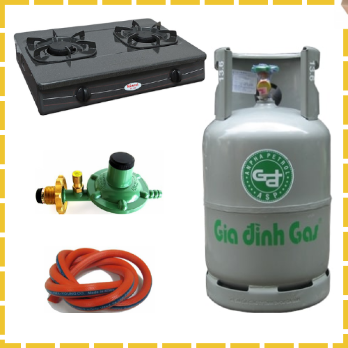 Bộ Bình Và Bếp Ga Rinnai Đôi Dây Van Gas Tự Động
