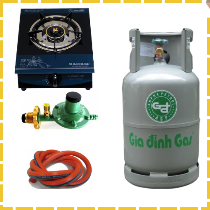 Trọn Bộ Bình Ga Bếp Ga Đơn Sunhouse SHB-212KT Van Dây Tự Động