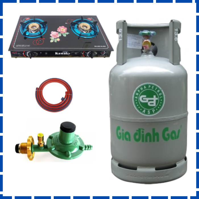 Trọn Bộ Bình Bếp Gas Đôi Van Dấy Tự  Động Giao 15p