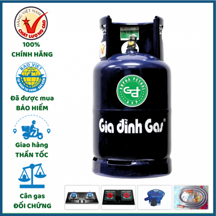 Gas Gia Đình Xanh Đen 12kg Chính Hãng – Giao Nhanh 15 Phút Tại TPHCM