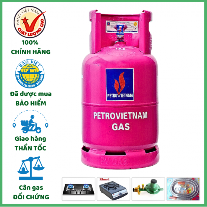 Gas Petrovietnam Màu Hồng 12Kg Chính Hãng | Giao Nhanh 15 Phút TP.HCM